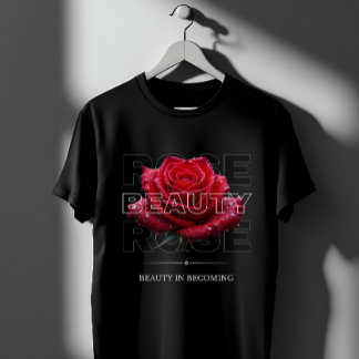 Beauty In Becoming Vintage Red Rose Floral T-shirt