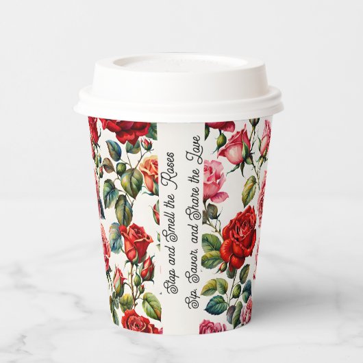 Beauty in Bloom Roos Tuin Papier Cups Papieren Bekers (Links)