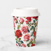 Beauty in Bloom Roos Tuin Papier Cups Papieren Bekers (Achterkant)