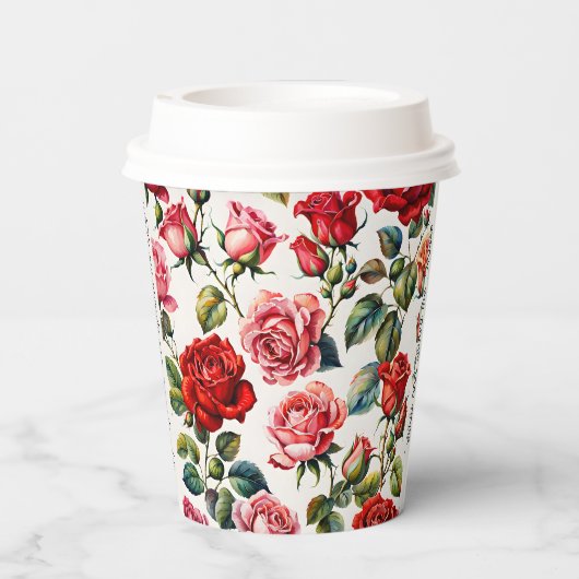 Beauty in Bloom Roos Tuin Papier Cups Papieren Bekers (Achterkant)