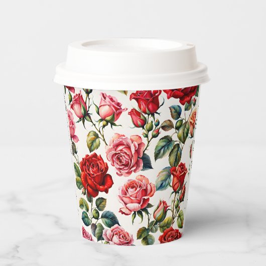 Beauty in Bloom Roos Tuin Papier Cups Papieren Bekers (Voorkant)