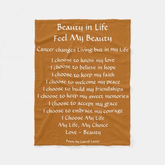 Beauty in Life Cancer Poem Fleece Chemo Blanket (Voorkant)