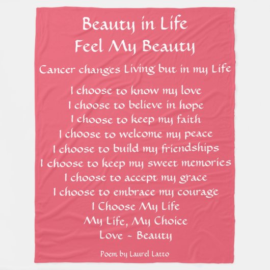 Beauty in Life Cancer Poem Fleece Chemo Blanket Deken (Voorkant)