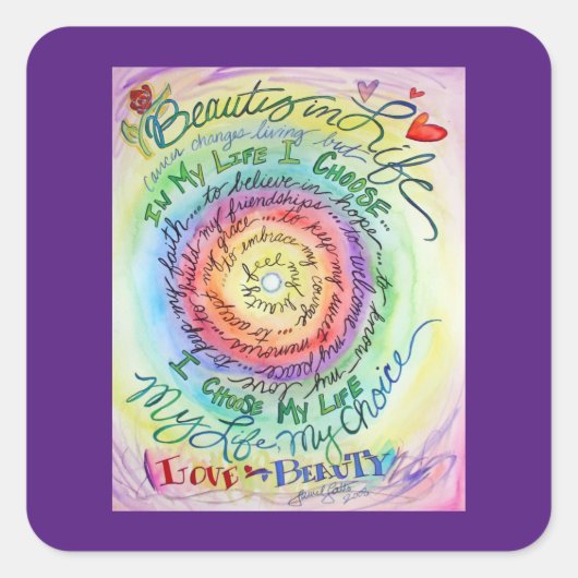 Beauty in Life Rainbow Cancer Poem Sticker Decals (Voorkant)