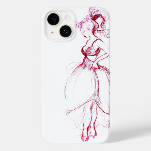 BEAUTY IN PINK DRESS Red White Tekening Case-Mate iPhone 14 Hoesje