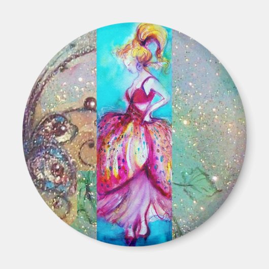 BEAUTY IN PINKDRESS/Magic Butterfly Plant Magneet (Voorkant)