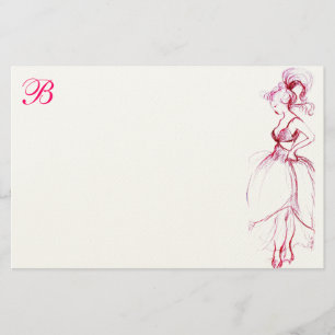 BEAUTY IN PINKDRESS MONOGRAM BRIEFPAPIER