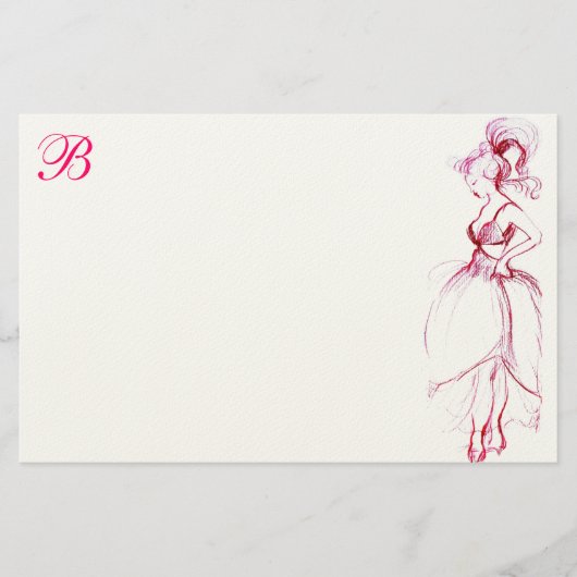 BEAUTY IN PINKDRESS MONOGRAM BRIEFPAPIER (Voorkant)