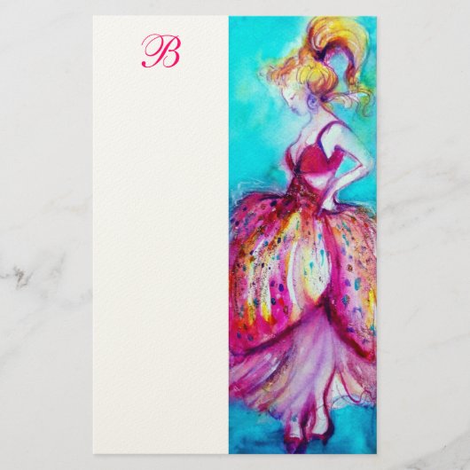BEAUTY IN PINKDRESS MONOGRAM BRIEFPAPIER (Voorkant)