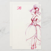 BEAUTY IN PINKDRESS MONOGRAM BRIEFPAPIER (Voorkant / Achterkant)
