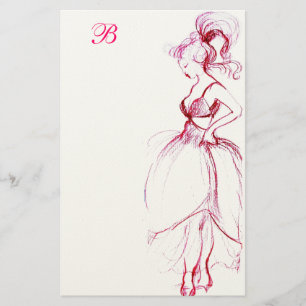 BEAUTY IN PINKDRESS MONOGRAM BRIEFPAPIER