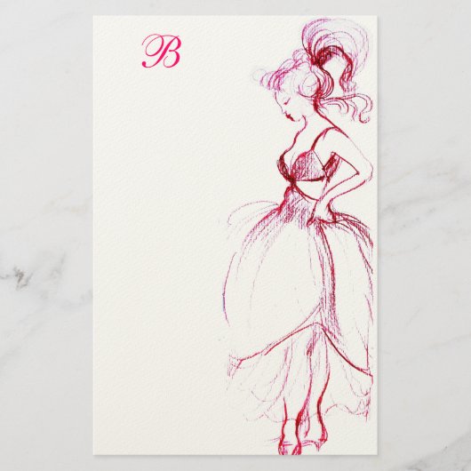 BEAUTY IN PINKDRESS MONOGRAM BRIEFPAPIER (Voorkant)