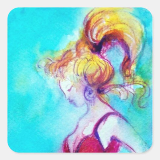 BEAUTY IN PINKDRESS VIERKANTE STICKER (Voorkant)