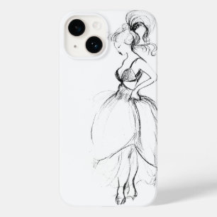 BEAUTY IN WHITE DRESS Black White Tekening Case-Mate iPhone Case