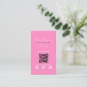 Beauty Influencer Social Media QR Code Roze Visitekaartje (Staand voorkant)