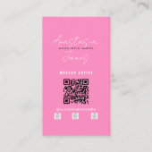 Beauty Influencer Social Media QR Code Roze Visitekaartje (Voorkant)
