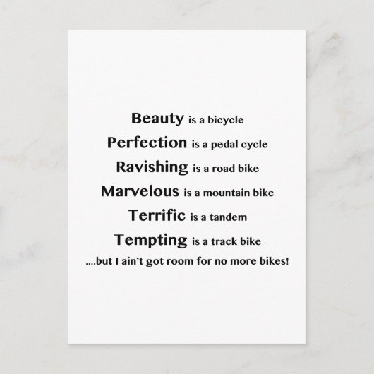 Beauty is een fiets briefkaart (Voorkant)