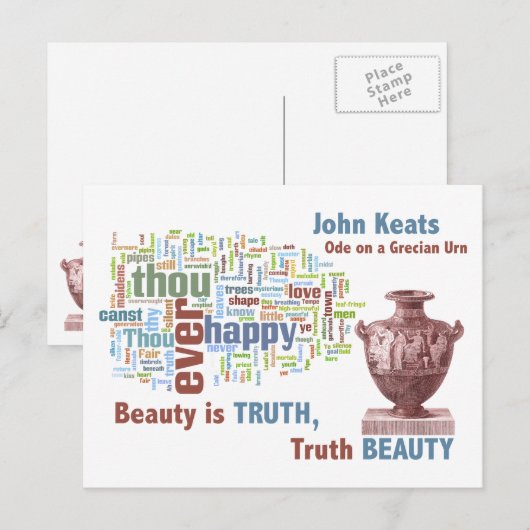 Beauty is Truth - John Keats - Grecian Urn Briefkaart (Voorkant / Achterkant)