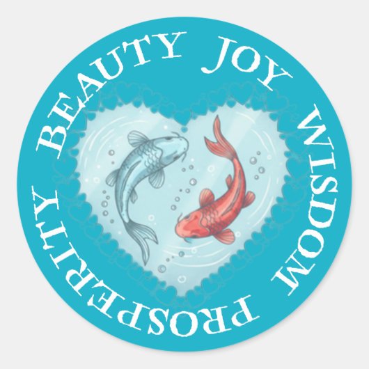 Beauty , Joy, Wisdom Prosperity Koi sticker (Voorkant)