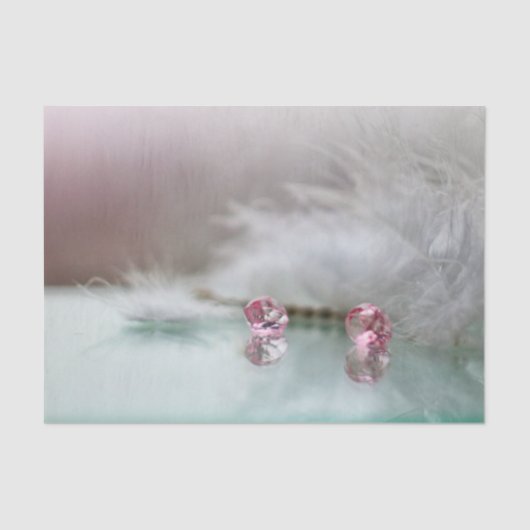 beauty, juwelen, feather grey roze blauwgroen tissuepapier (Voorkant)