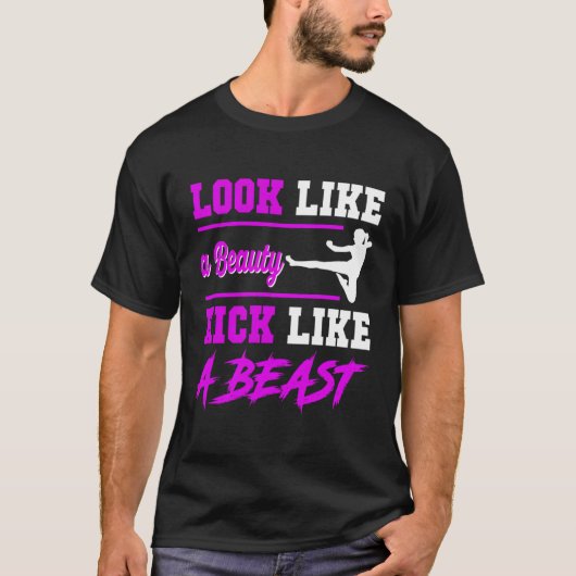 Beauty Kick Like A Beast Design Kickboxing T-shirt (Voorkant)