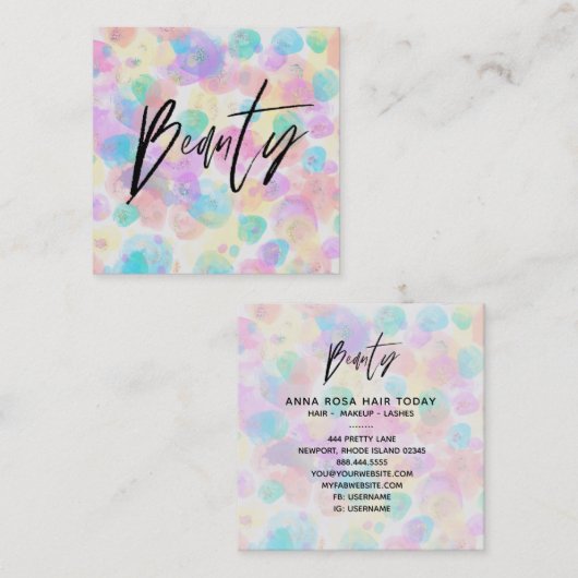 *~* BEAUTY kleurrijke pasteelregenboog modern Abst Vierkante Visitekaartje (Voorkant / Achterkant)