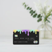 Beauty Lash Nail Tech Holographic Credit Style Visitekaartje (Staand voorkant)