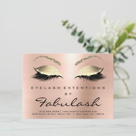 Beauty Lashes Extension Aftercare Instruction Roos Informatiekaartje (Staand voorkant)