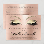 Beauty Lashes Extension Aftercare Instruction Roos Informatiekaartje (Voorkant / Achterkant)