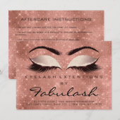Beauty Lashes Extension Aftercare Instruction Roos Kaart (Voorkant / Achterkant)