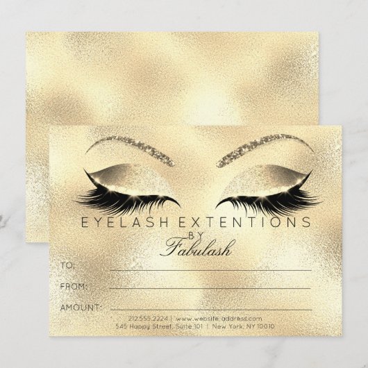 Beauty Lashes Extension Makeup Certificate Gift (Voorkant / Achterkant)