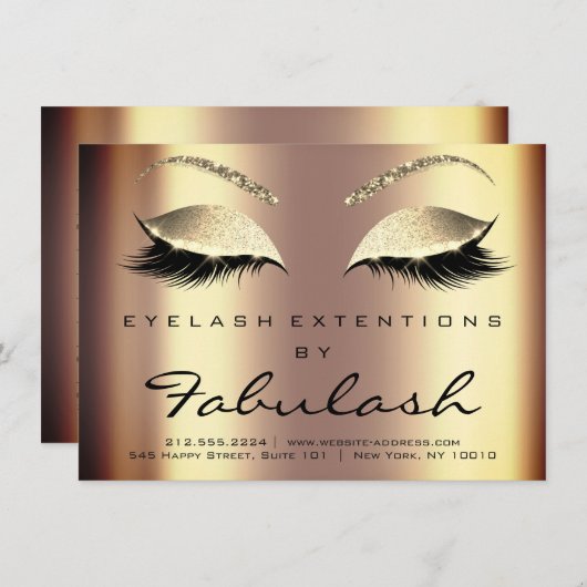 Beauty Lashes Extension Natercare Instruction Gold Kaart (Voorkant / Achterkant)