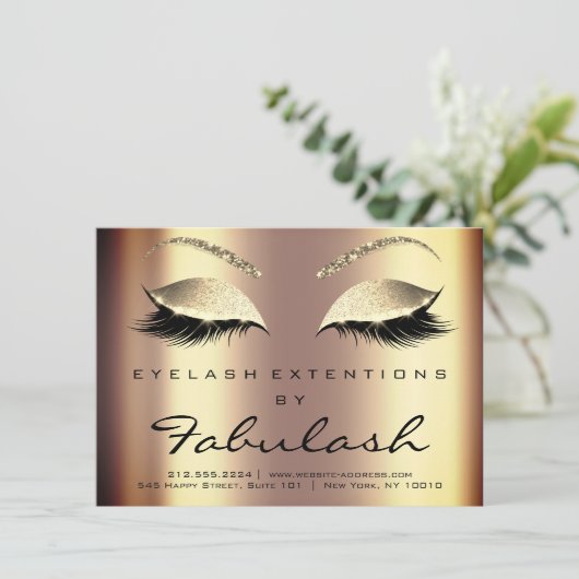 Beauty Lashes Extension Natercare Instruction Gold Kaart (Staand voorkant)