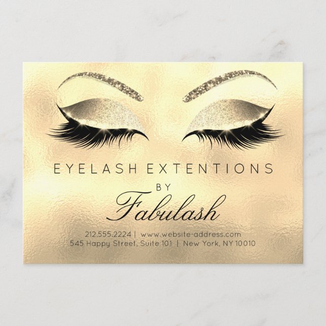 Beauty Lashes Extension Salon Aftercare Gold Glass (Voorkant)
