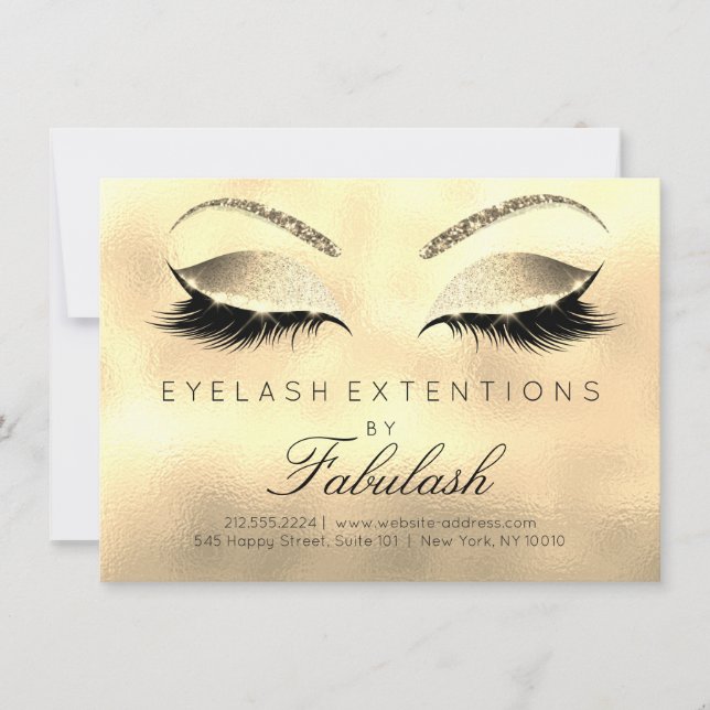 Beauty Lashes Extension Salon Aftercare Gold Glass (Voorkant)