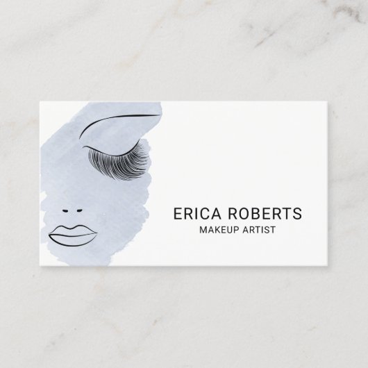 Beauty Lashes Makeup Artist Light Blue Waterverf Visitekaartje (Voorkant)