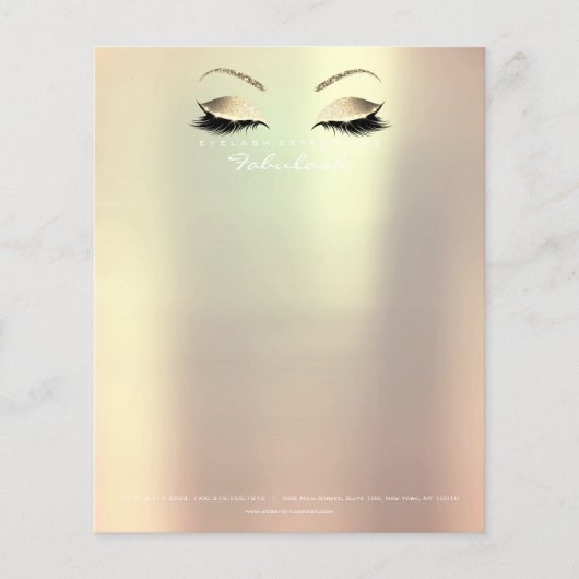 Beauty Lashes Makeup Stylist Eyebrows Gold Roos1 Flyer (Voorkant)