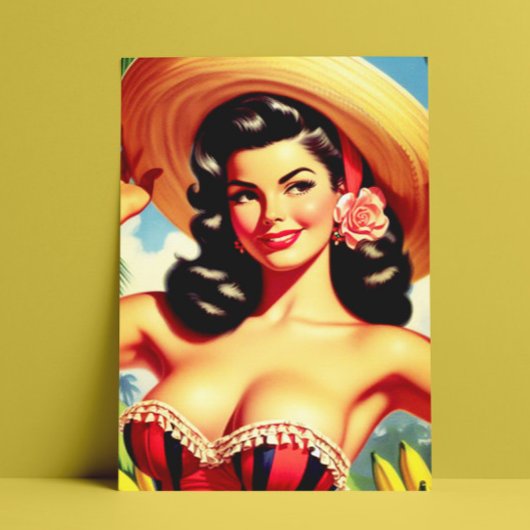 Beauty  Latina Pin-up Briefkaart