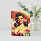 Beauty  Latina Pin-up Briefkaart (Staand voorkant)