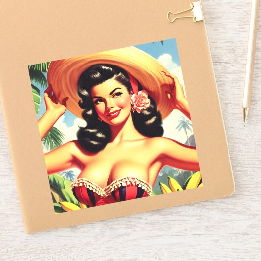 Beauty  Latina Pin-up Sticker (Notitieboek)