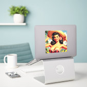 Beauty Latina Pin-up Sticker (Laptop op bureau)