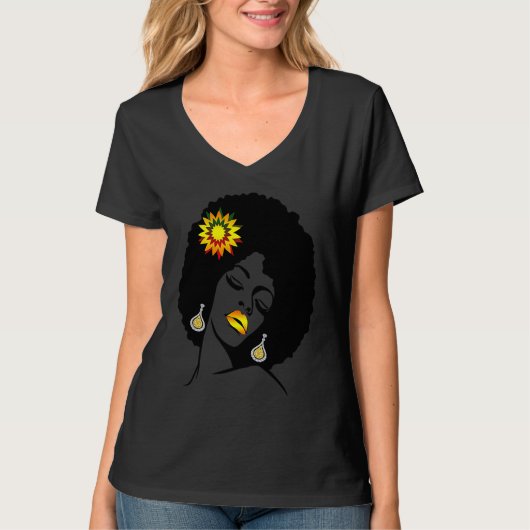 Beauty Lips Flower Black Girl Magic Afro Diva  Mel T-shirt (Voorkant)