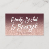 Beauty logo chic typography burgundy roos gold visitekaartje (Voorkant)
