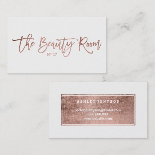 Beauty logo elegant faux roos gold typografie visitekaartje (Voorkant / Achterkant)