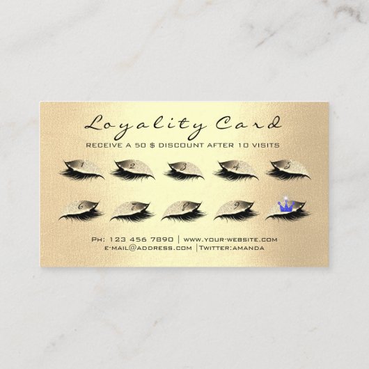 Beauty Loyalty Kaart 10 Lash Champaigne Gold Crown (Achterkant)