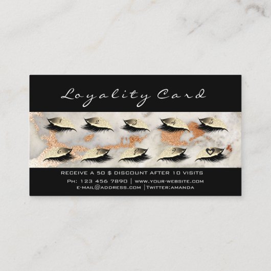 Beauty Loyalty Kaart 10 Lash Coral Roos Gray Marbl (Achterkant)