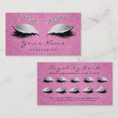 Beauty Loyalty Kaart 10 Lash Roze Grijs Zilveren K (Voorkant / Achterkant)