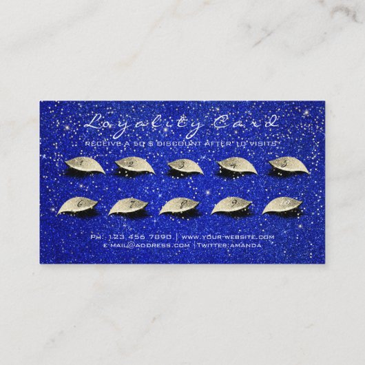 Beauty Loyalty Kaart 10 Makeup Lashes Gold Blue (Achterkant)