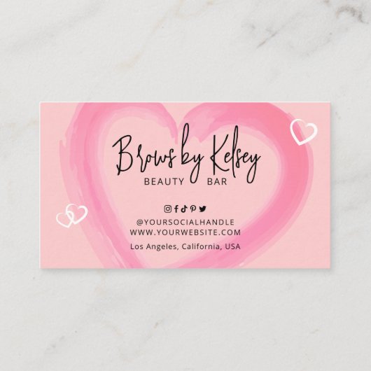 Beauty Loyalty Kaart Girly Waterverf Heart Script (Achterkant)