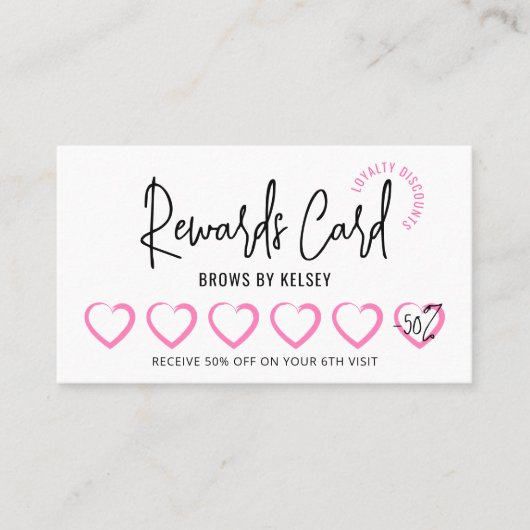 Beauty Loyalty Kaart Girly Waterverf Heart Script (Voorkant)